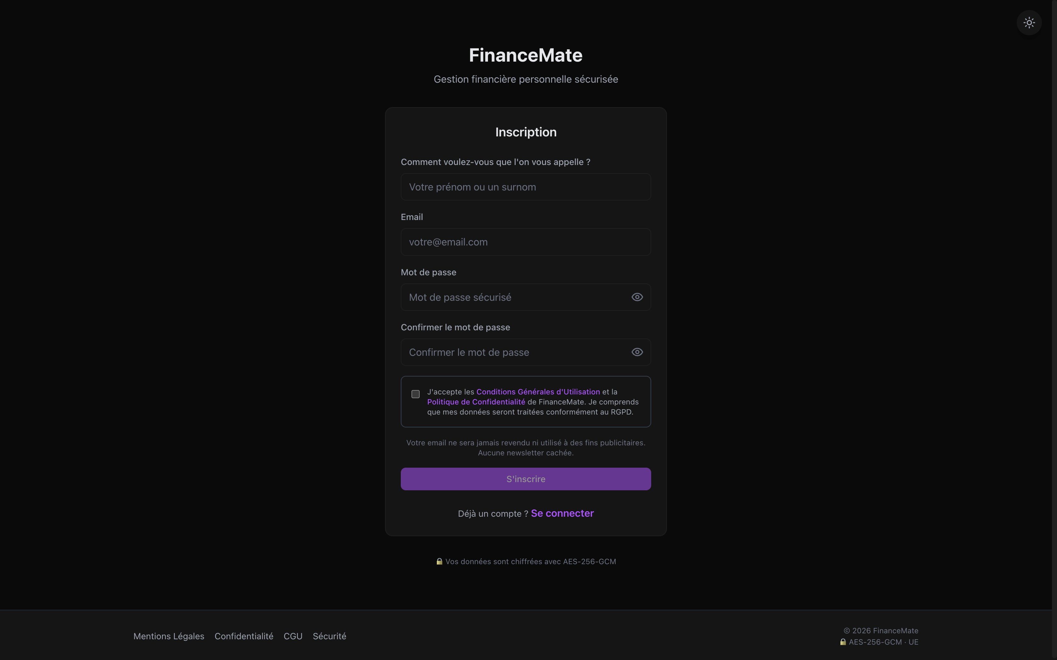 Formulaire d'inscription